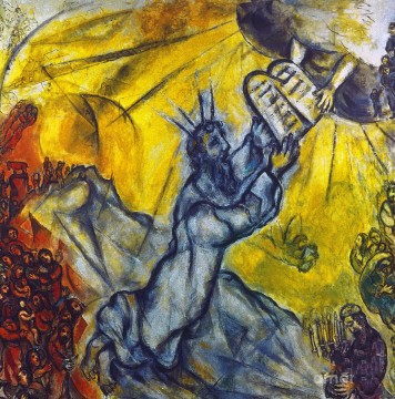  receiving - Moses receiving the Tablets of Law contemporary Marc Chagall